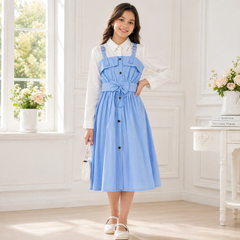 Girls Stylish Romper Dress with Shirt Set – Ages 11–15 Years
