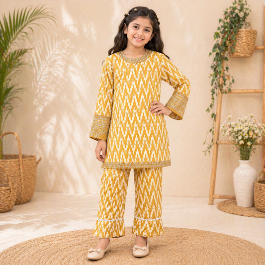 Kids Cotton Printed Shirt & Trouser Set Sizes 8–14 Years