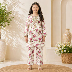 Luxury Floral Embroidered Lawn Suit for Girls (6–13 Years)
