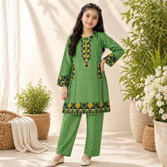 Girls Lawn Embroidered 2-Piece Suit – Premium Full Embroidery (6–13 Years)