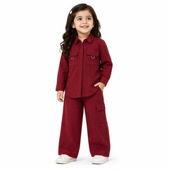 Girls Crushed Georgette Western Shirt with Trouser – 2 Piece Set (Ages 2 to 7 Years)