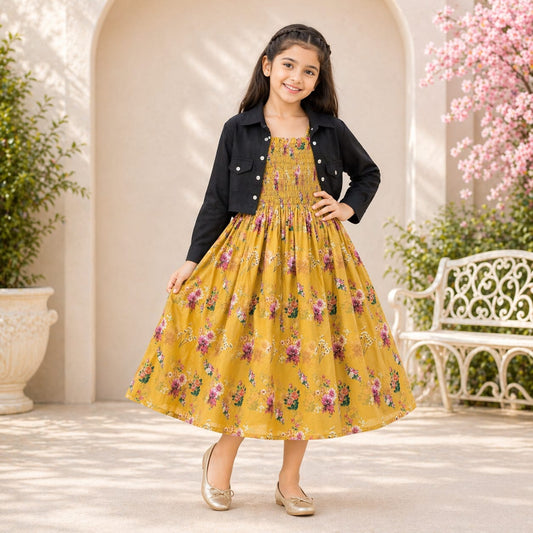 Girls Lawn Jacket Frock / 7 to 14 Years