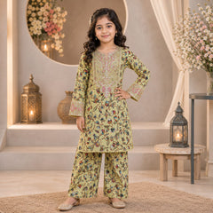 Girls Printed & Embroidered Lawn Shirt Shalwar Set – Stylish Premium Kids Collection (6 to 13 Years)
