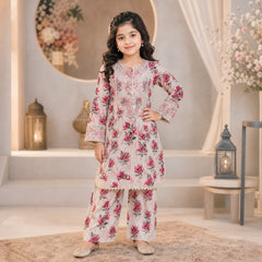 Girls Printed & Embroidered Lawn Shirt Shalwar Set – Stylish Premium Kids Collection (6 to 13 Years)