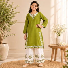 Kids Cotton lawn Embroidered shirt & Plazo Set 6–13 Years