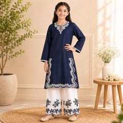 Kids Cotton lawn Embroidered shirt & Plazo Set 6–13 Years