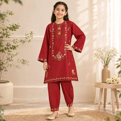 Kids Cotton lawn Embroidered Shirt & Shalwar Set 6–13 Years