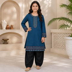 Kids Cotton lawn Embroidered Shirt & Shalwar Set 6–13 Years