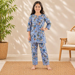 Elegant Floral Lawn Suit for Girls (6–13 Years)