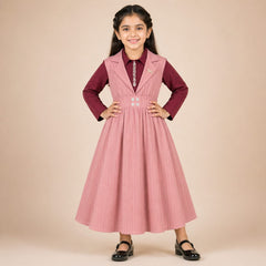 Girls 2-Piece Georgette Frock with Stylish Waistcoat (Ages 6–13 Years)