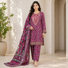 Embroidered Lawn 3 Piece Suit – Premium Stitch Collection (Medium)