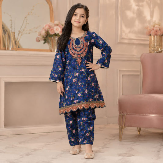 Girls Printed & Embroidered Lawn Shirt trouser Set – Stylish Premium Kids Collection (6 to 13 Years)