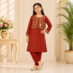 Premium Girls Cotton Lawn Embroidered Stitched Suit – Soft & Breathable Summer Wear for Kids (6–13 Years)