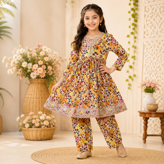 Girls Printed & Embroidered Lawn Set – Stylish Premium Kids Collection (6 to 13 Years)