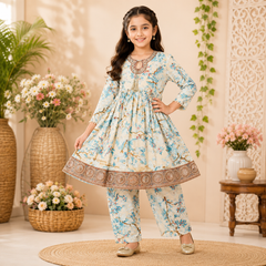 Girls Printed & Embroidered Lawn Set – Stylish Premium Kids Collection (6 to 13 Years)