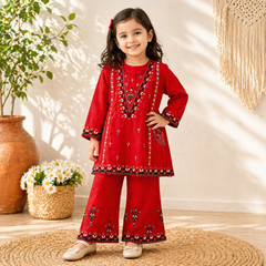 Girls Cotton Kurti with Ghara – 2 Piece Traditional Set (Ages 2 to 8 Years)