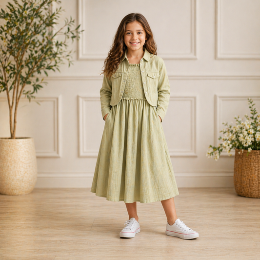 Girls Crush Georgette 2-Piece Dress with Jacket | Kids Wear | Sizes 11–15 Years