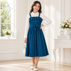 Girls Stylish Romper  Dress with Shirt Set – Ages 11–15 Years