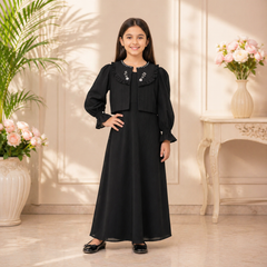 Elegant Long Frock for Girls  Crush Gorjet Fabric / 6 to 9 Years