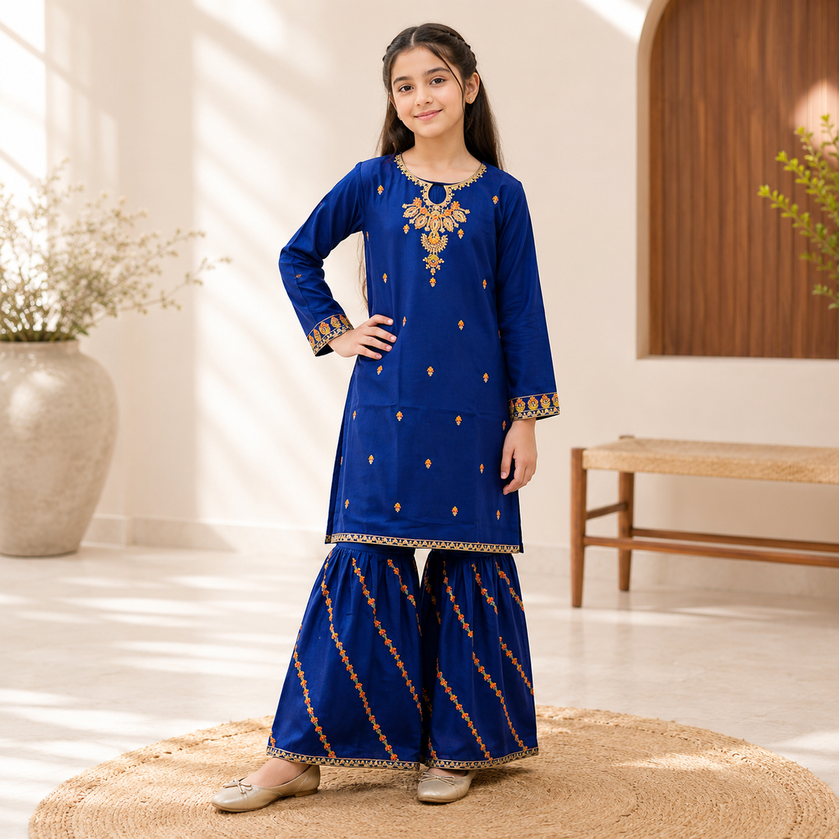 Traditional Lawn Ghara Suit  Size 2 to 12 Years