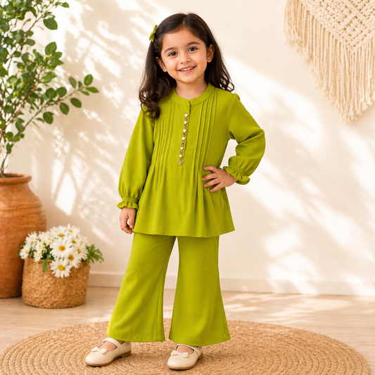 Girls Georgette Kurti with Trouser  2 Piece Set (Ages 2 to 7 Years)