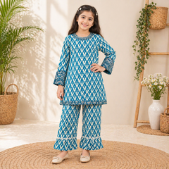 Kids Cotton Printed Shirt & Trouser Set  Sizes 8–14 Years