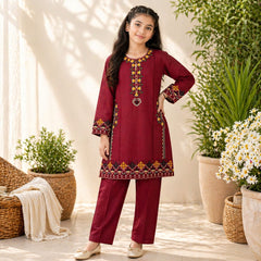 Girls  Lawn Embroidered 2-Piece Suit – Premium Full Embroidery (6–13 Years)