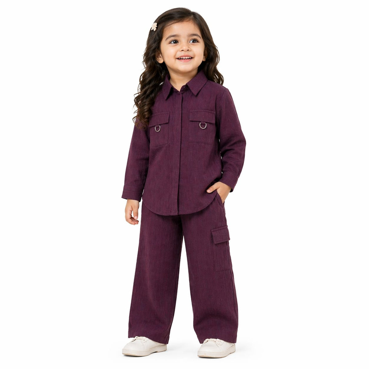 Girls Crushed Georgette Western Shirt with Trouser – 2 Piece Set (Ages 2 to 7 Years)