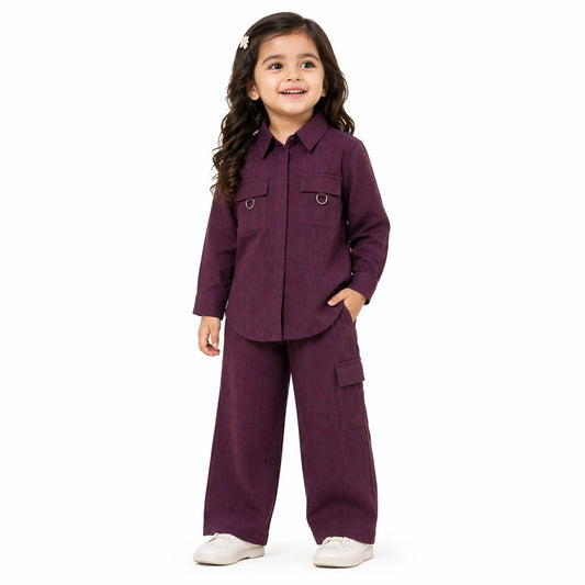 Girls Crushed Georgette Western Shirt with Trouser – 2 Piece Set (Ages 2 to 7 Years)