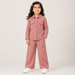 Girls Crushed Georgette Western Shirt with Trouser – 2 Piece Set (Ages 2 to 7 Years)