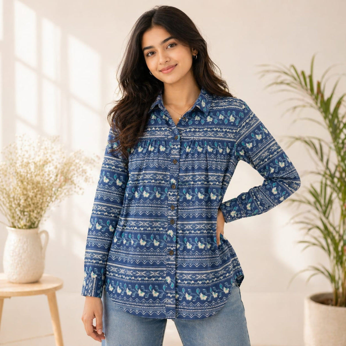 Elegant Floral Summer Top – Medium Size
