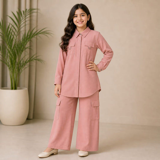 Stylish Girls’ Co-Ord Set Premium Gorjet Fabric / 6–11 years