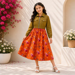 Girls Lawn Frock with Zip-Up Jacket  7 to 14 Years