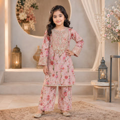 Girls Printed & Embroidered Lawn Shirt Shalwar Set – Stylish Premium Kids Collection (6 to 13 Years)