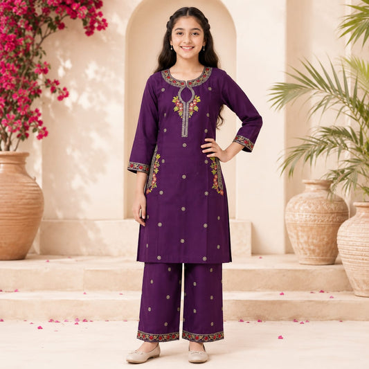 Kids Cotton Embroidered shirt & Plazo Set 6–13 Years