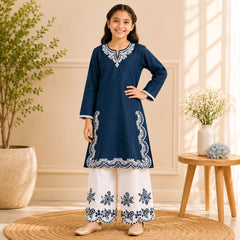 Kids Cotton lawn Embroidered shirt & Plazo Set 6–13 Years
