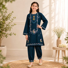 Kids Cotton lawn Embroidered Shirt & Shalwar Set 6–13 Years