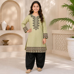 Kids Cotton lawn Embroidered Shirt & Shalwar Set 6–13 Years