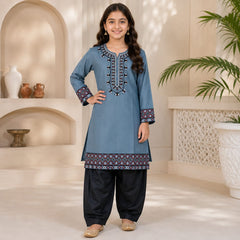 Kids Cotton lawn Embroidered Shirt & Shalwar Set 6–13 Years