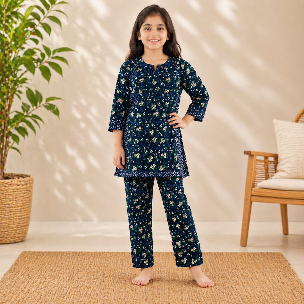 Elegant  Floral Lawn Suit for Girls (6–13 Years)