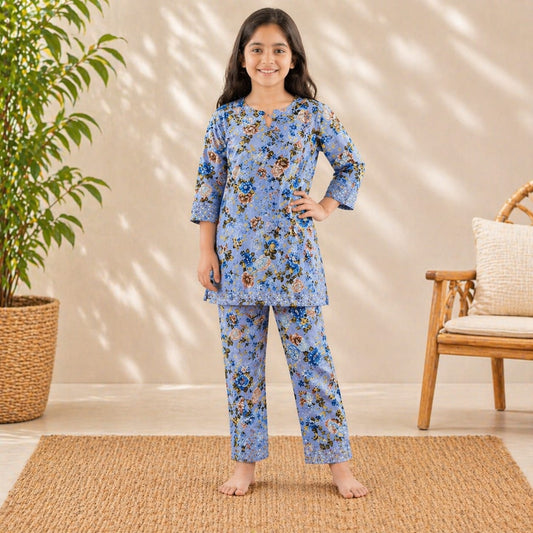 Elegant  Floral Lawn Suit for Girls (6–13 Years)