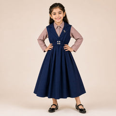 Girls 2-Piece Georgette Frock with Stylish Waistcoat (Ages 6–13 Years)