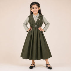 Girls 2-Piece Georgette Frock with Stylish Waistcoat (Ages 6–13 Years)