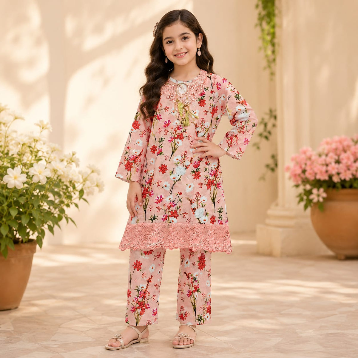 Girls Printed Lawn Shirt trouser  Set – Stylish Premium Kids Collection (6 to 13 Years)