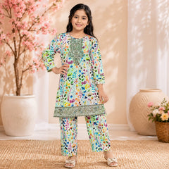 Girls Printed & Embroidered   Lawn Shirt trouser  Set – Stylish Premium Kids Collection (6 to 13 Years)