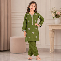 Premium Girls Cotton Lawn Embroidered Stitched Suit  Summer Wear for Kids (6–13 Years)