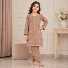 Premium Girls Cotton Lawn Embroidered Stitched Suit  Summer Wear for Kids (6–13 Years)