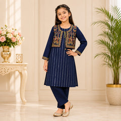 Premium Girls Cotton Lawn Embroidered Stitched Suit – Soft &amp; Breathable Summer Wear for Kids (6–13 Years)