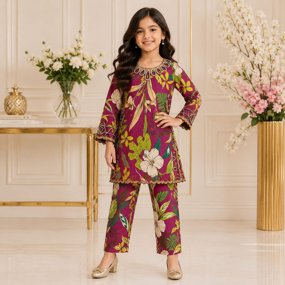 Girls Printed Lawn Shirt trouser  Set – Stylish Premium Kids Collection (6 to 13 Years)