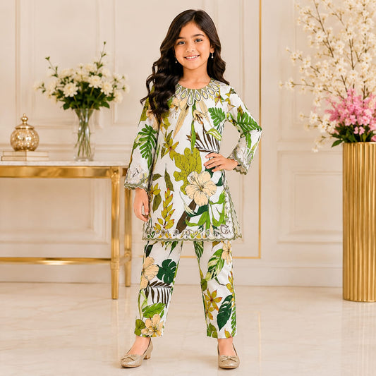 Girls Printed Lawn Shirt trouser  Set – Stylish Premium Kids Collection (6 to 13 Years)